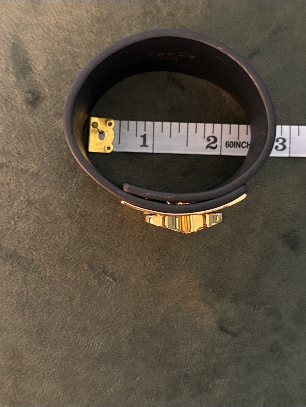 kate spade Black Leather Cuff with Gold Heart Spade Plate - Picture 6 of 8